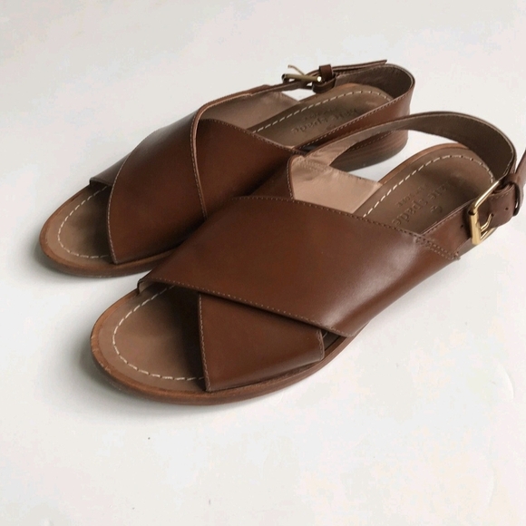 Kate Spade Womens Sandals Brown Leather Straps Side Buckles 3/4" Heel Size 6 M - Picture 1 of 9